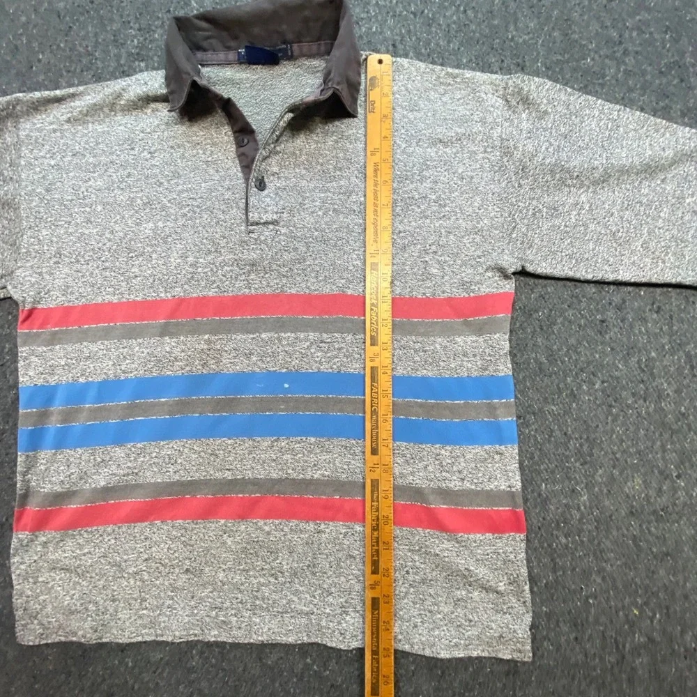 Levi Long Sleeve Polo Sz L Mens Gray Red Blue Striped Skater Grunge Vintage 90s